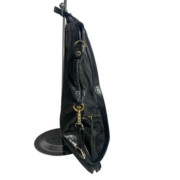 $465 ARZA DESIGN Messenger Laptop / Convertible Bag Distressed Black Leather - Picture 6 of 11